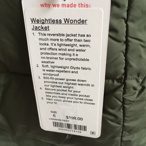 NWT PESTO GREEN LULULEMON WEIGHTLESS WONDER JACKET - Picture 5 of 8